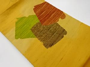 リサイクル　手織り紬色紙模様織出し名古屋帯